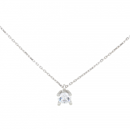Coliere - Colier aur alb 14k Zirconia Alb