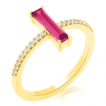 Inele - Inel aur 14k zirconia alb-roz