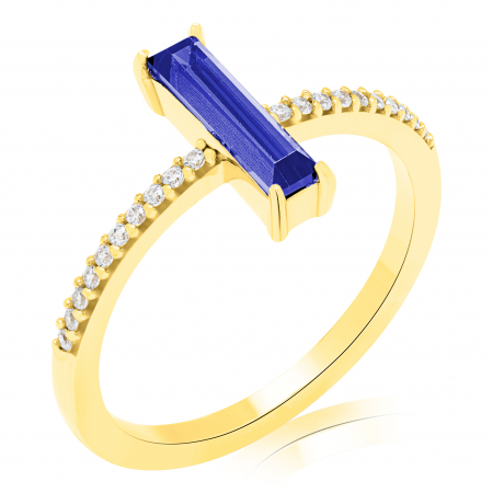 Inele - Inel aur 14k zirconia alb-albastru