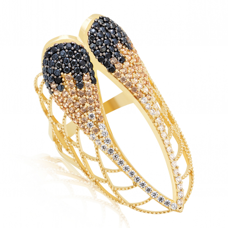 Bijuterii pentru femei - Inel aur 14k Black Wing
