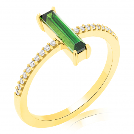 Inele - Inel aur 14k zirconia alb-verde