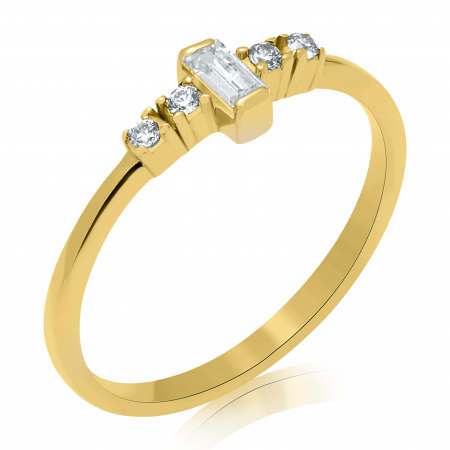 Inele - Inel aur 14k Baguette