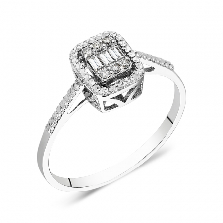 Inele - Inel din aur alb 14k cu diamante Square Stone