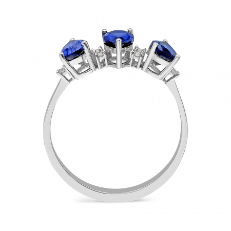 Inel din aur alb 14k cu diamante si safire Blue Sky [1]