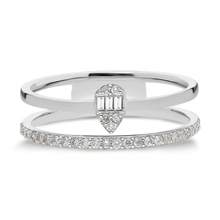 Inel din aur alb 14k cu diamante Double [1]