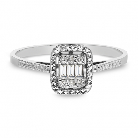 Inel din aur alb 14k cu diamante Square Stone [1]