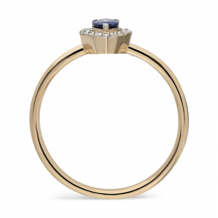 Inel din aur galben 14k cu safir si diamante Queen [2]