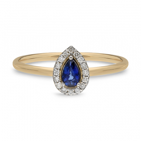Inel din aur galben 14k cu safir si diamante Queen [1]