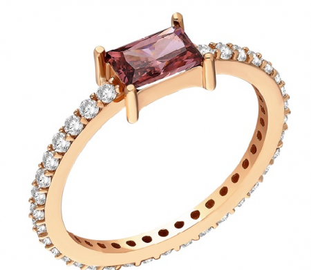 Inele - Inel aur rose 14K Created Rhodiolite