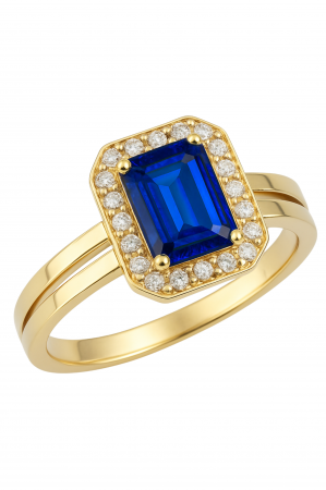 Inele - Inel din Aur 14K SERRANI Nola, cu cristal albastru cubic zirconia, 56 mm, 1.65g