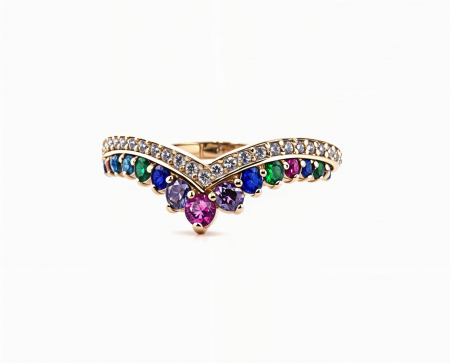 Inele - Inel Serrani, Model Rainbow Crown, marime 54