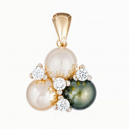 Pandantive - Pandantiv aur galben 14k Green Pearl