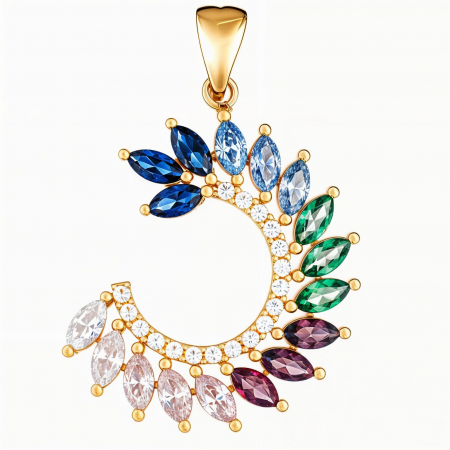 Pandantive - Pandantiv aur galben 14k Rainbow Moon