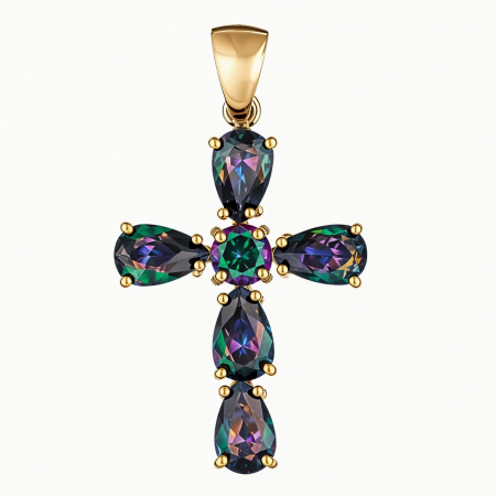 Pandantive - Pandantiv aur galben 14k Topaz Cross