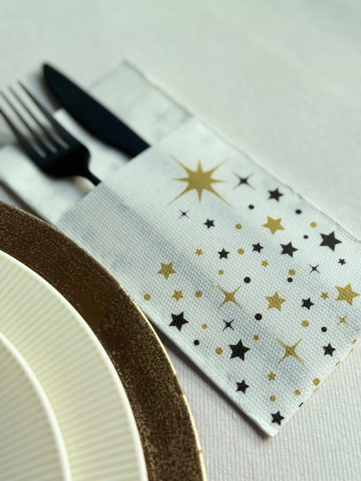 Servetele cu BUZUNAR pentru tacamuri - Christmas Star (white) / 40 x 40 cm / 20 buc [4]