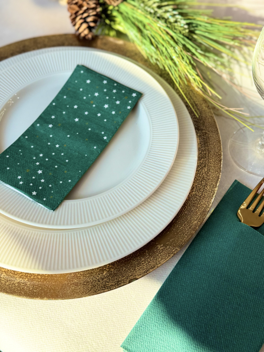 Servetele de masa, 3 straturi, Tissue - Christmas Star (verde), 33 x 33 cm, pliate 1/8, 25 buc [4]