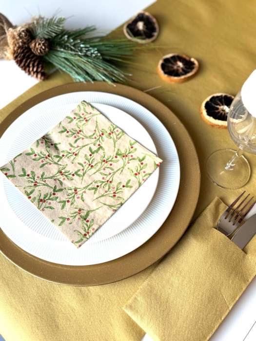 Șervețele de masa 3 straturi, Tissue Recycled - Mistletoe (crengute de vasc) / 33 x 33 cm / 20 buc [2]
