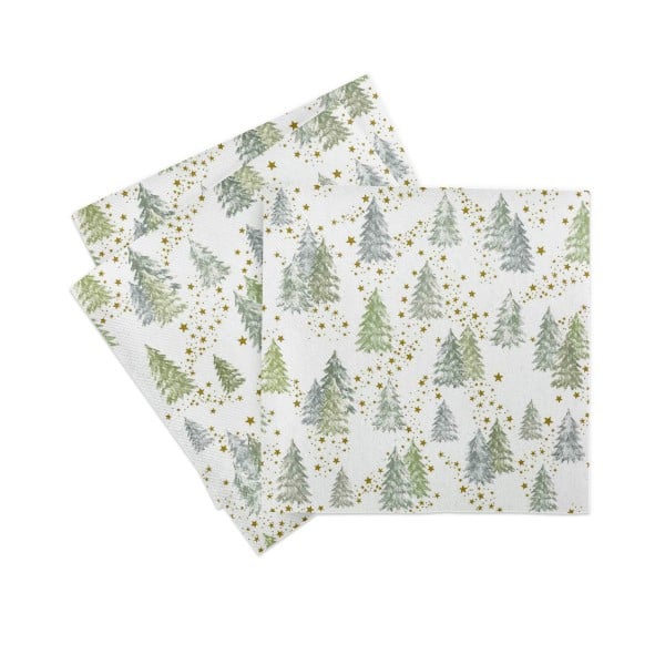 Servetele de masa festive Linclass pentru Craciun/Revelion - Tommy (peisaj de iarna cu braduti) / 40 x 40 cm / 50 buc [5]