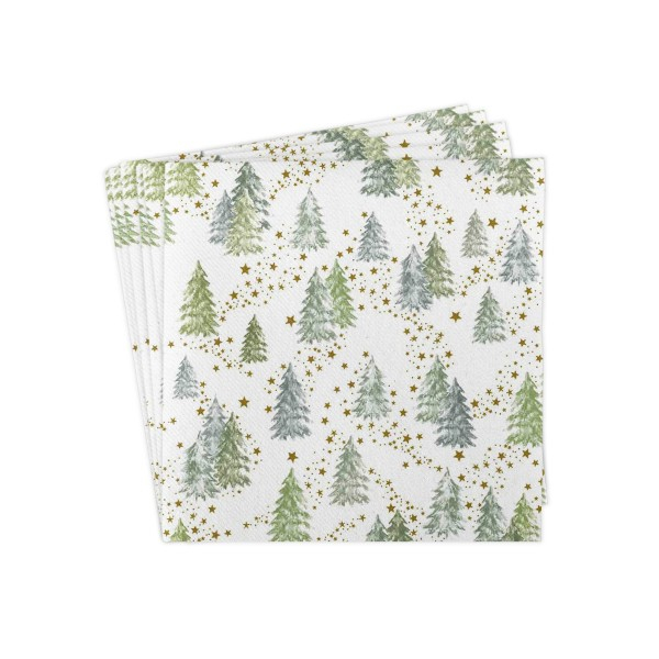 Servetele de masa festive Linclass pentru Craciun/Revelion - Tommy (peisaj de iarna cu braduti) / 40 x 40 cm / 50 buc [6]