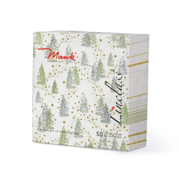 Servetele de masa festive Linclass pentru Craciun/Revelion - Tommy (peisaj de iarna cu braduti) / 40 x 40 cm / 50 buc [3]