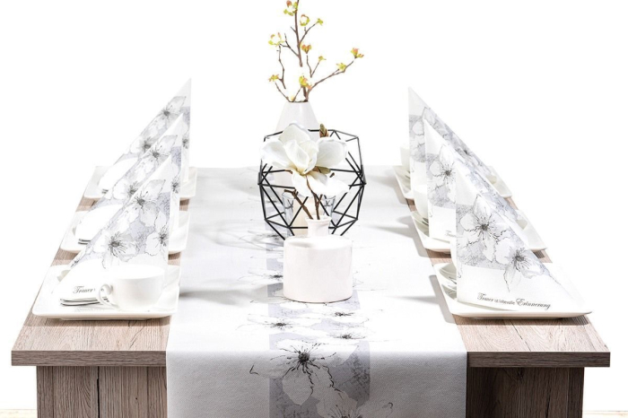 Servetele de masa festive Linclass - Imprimeu floral negru / 40 x 40 cm / 50 buc [5]