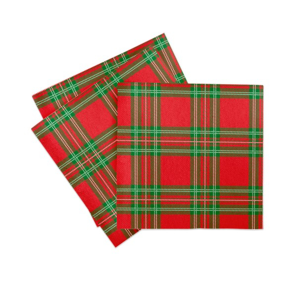 Șervețele de masa festive Linclass pentru Crăciun / Revelion - Charles (carouri rosu - verde) / 40 x 40 cm / 50 buc [5]