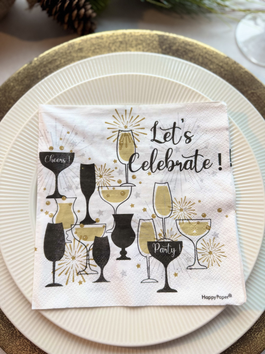 Servetele de masa, 3 straturi, Tissue - Let's Celebrate, 33 x 33 cm, 20 buc [1]