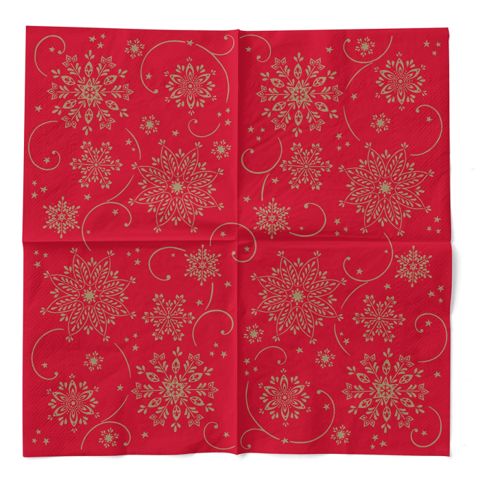 Servetele de masa 3 straturi, Tissue - Cristal (rosu-auriu) / 33 x 33 cm / 100 buc [3]