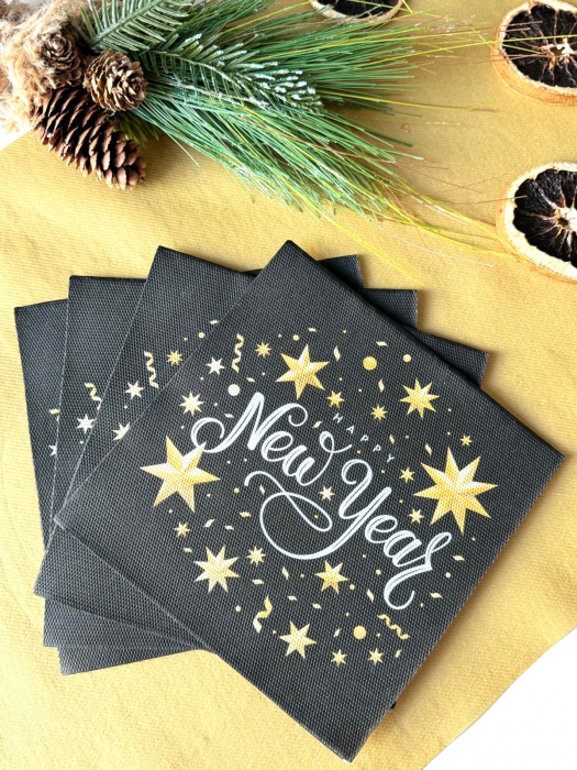 Servetele de masa festive Softpoint pentru Revelion/Anul Nou - Happy New Year / 40 x 40 cm / 20 buc [1]