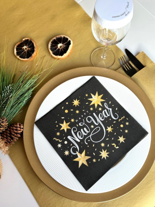 Servetele de masa festive Softpoint pentru Revelion/Anul Nou - Happy New Year / 40 x 40 cm / 20 buc [6]