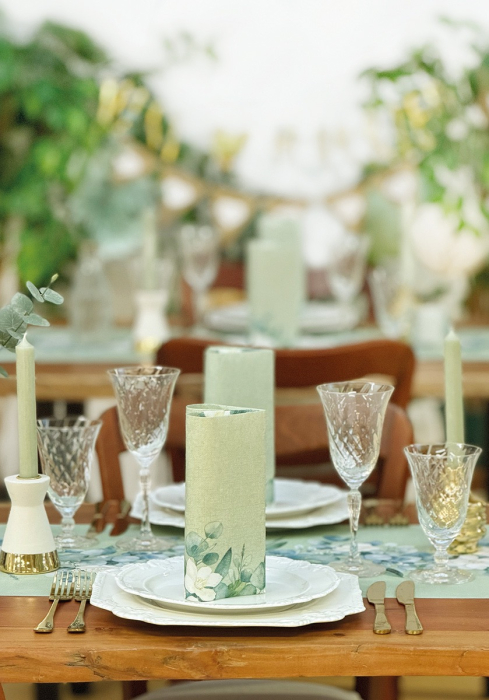 Servetele de masa festive Linclass - Maxime (Verde oliv-verde eucalipt) / 40 x 40 cm / 50 buc [3]