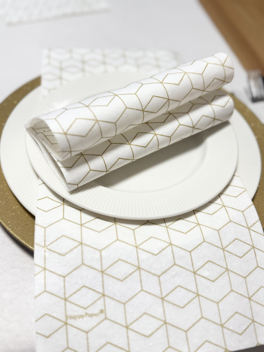 Servetele de masa festive Textile Touch - Fineline White Gold / 40 x 40 cm / 12 buc [5]