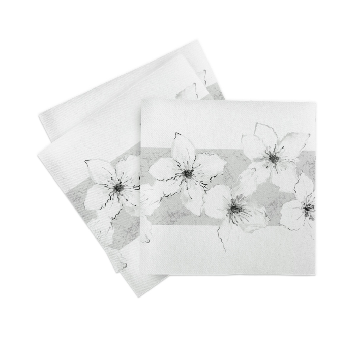 Servetele de masa festive Linclass - Imprimeu floral negru / 40 x 40 cm / 50 buc [3]