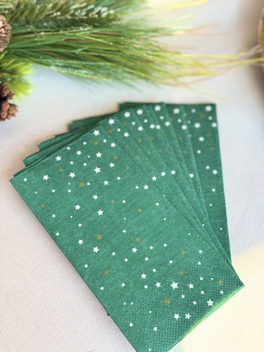 Servetele de masa, 3 straturi, Tissue - Christmas Star (verde), 33 x 33 cm, pliate 1/8, 25 buc [2]