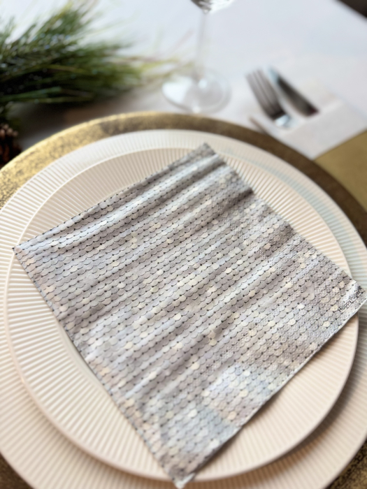 Servetele de masa, 3 straturi, Tissue - Sequin silver, 33 x 33 cm, 20 buc [1]