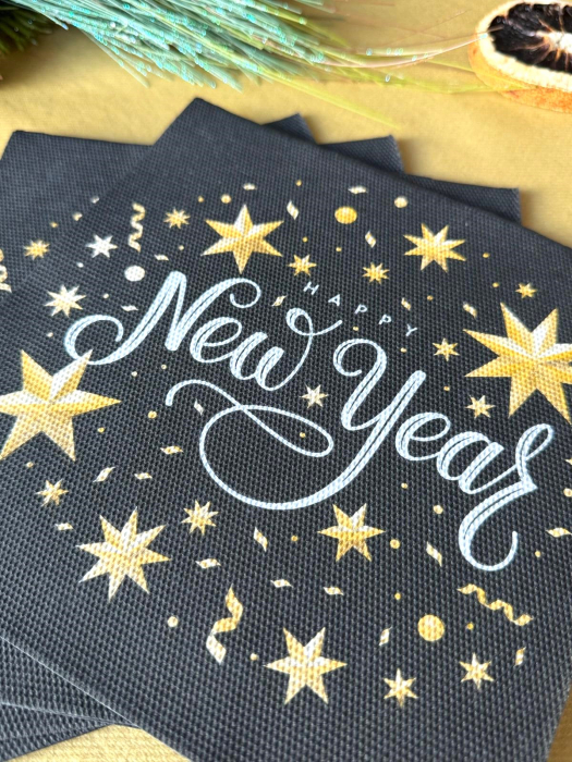 Servetele de masa festive Softpoint pentru Revelion/Anul Nou - Happy New Year / 40 x 40 cm / 20 buc [11]