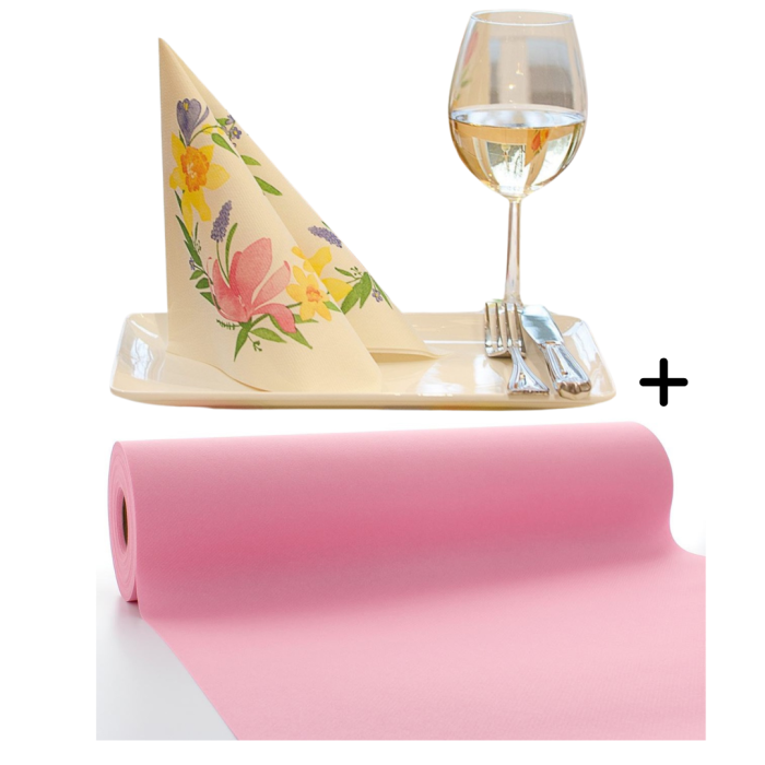 Set accesorii decorative masa festiva - servetele festive si traversa de masa Linclass Laura Pink [2]