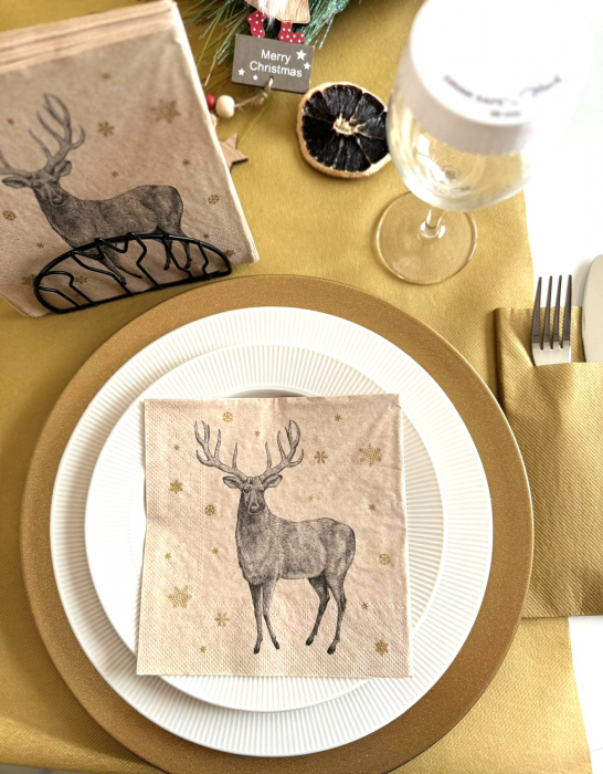 Șervețele de masa 3 straturi, Tissue Recycled - Deer (cerb) / 33 x 33 cm / 20 buc [4]