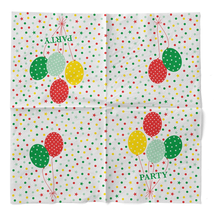 Servetele de masa, 3 straturi, Tissue - Party Balloons / 33 x 33 cm / 100 buc [3]