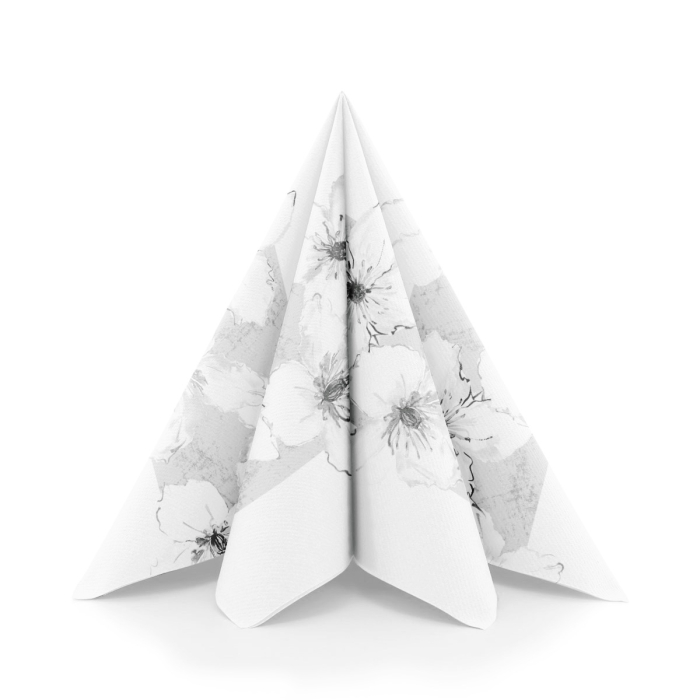 Servetele de masa festive Linclass - Imprimeu floral negru / 40 x 40 cm / 50 buc [2]