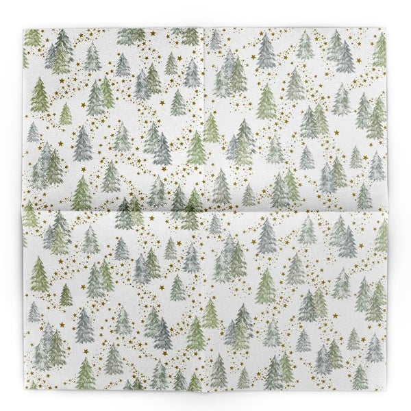 Servetele de masa festive Linclass pentru Craciun/Revelion - Tommy (peisaj de iarna cu braduti) / 40 x 40 cm / 50 buc [4]