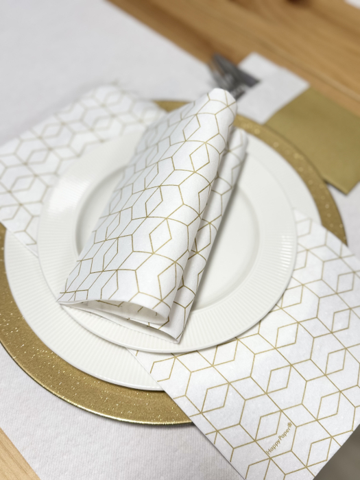 Servetele de masa festive Textile Touch - Fineline White Gold / 40 x 40 cm / 12 buc [3]