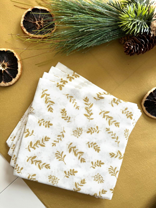 Servetele de masa festive Softpoint - Golden Leaves (frunze aurii) / 38 x 38 cm / 20 buc [8]