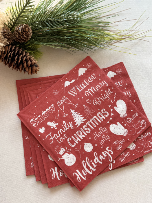 Servetele de masa, 3 straturi, Tissue - Holly Jolly Christmas, 33 x 33 cm, 20 buc [3]