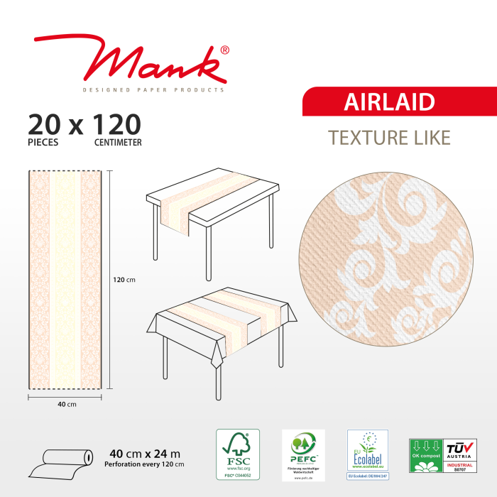 Traversa masa Linclass - Pascal (portocaliu-crem) / 40 cm x 24 m / 1 rola [2]