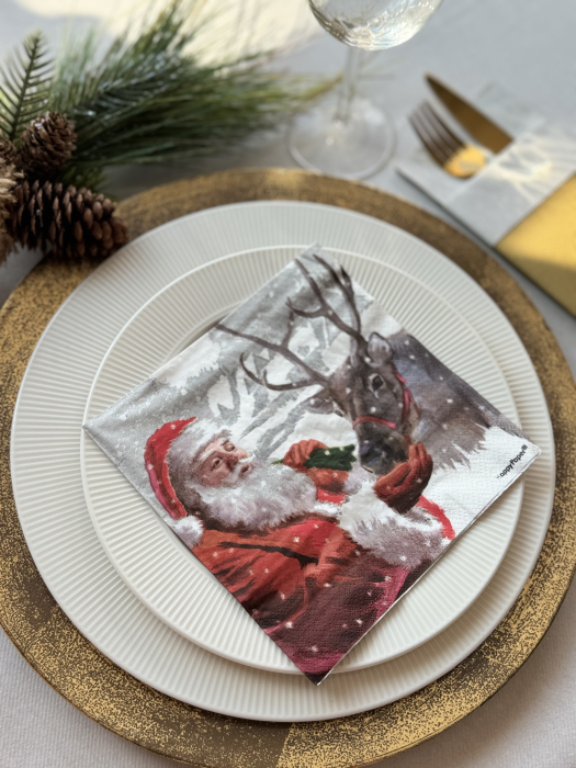 Servetele de masa, 3 straturi, Tissue - Santa & Prancer, 33 x 33 cm, 20 buc [1]