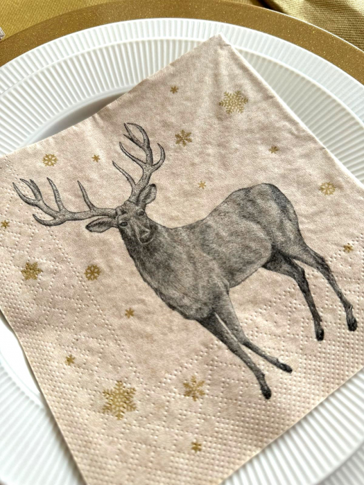 Șervețele de masa 3 straturi, Tissue Recycled - Deer (cerb) / 33 x 33 cm / 20 buc [5]