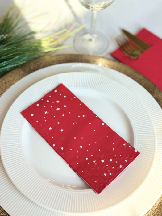 Servetele de masa, 3 straturi, Tissue - Christmas Star (rosu), 33 x 33 cm, pliate 1/8, 25 buc [3]