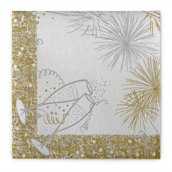 Servetele de masa festive Linclass pentru Revelion / Anul Nou -  12 O´Clock, 40 x 40 cm / 50 buc [4]