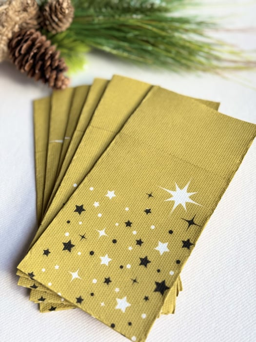 BAX Servetele cu BUZUNAR pentru tacamuri - Christmas Star (gold) / 40 x 40 cm / 1200 buc [2]